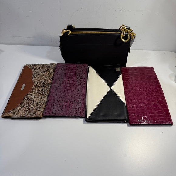 Vintage Miche ( Discontinued) Black Base Bag With 4 Shells Black Brown Burgundy - Picture 1 of 16